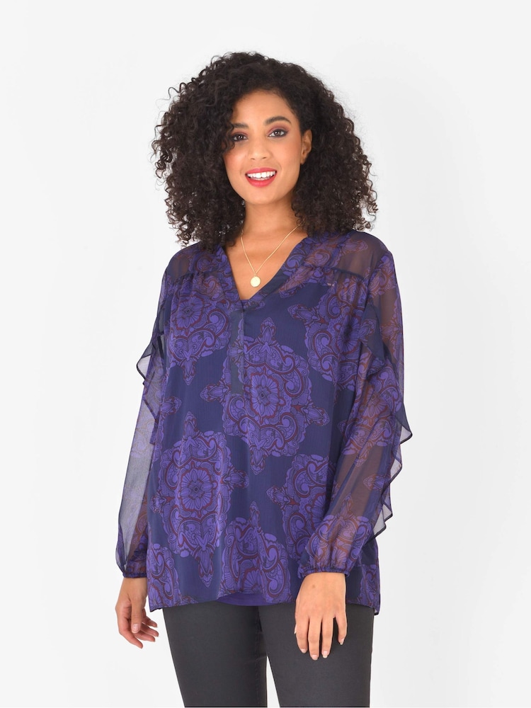 Live Unlimited Purple Curve and Abstract Blouse - Image 1 of 5