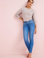 Mid Blue Bling Pocket Next Lift, Slim And Shape Skinny Jeans - Image 4 of 6