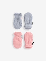 Pink/Grey Thermal Fleece Mitts 2 Pack (3mths-6yrs) - Image 1 of 3