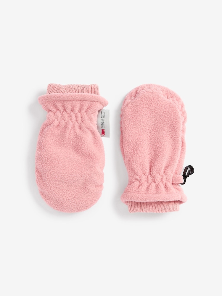 Pink/Grey Thermal Fleece Mitts 2 Pack (3mths-6yrs) - Image 2 of 3