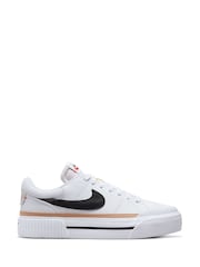 Nike White/Black Court Legacy Lift Platform Trainers - Image 1 of 9
