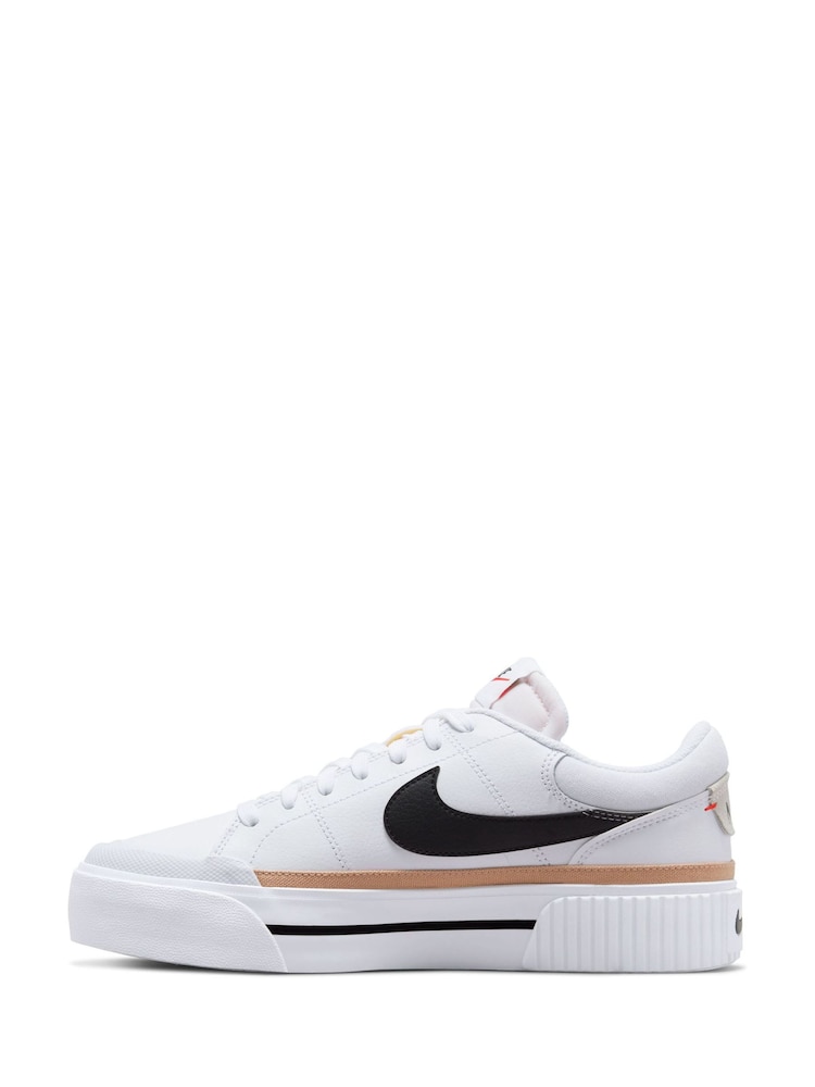 Nike White/Black Court Legacy Lift Platform Trainers - Image 2 of 9