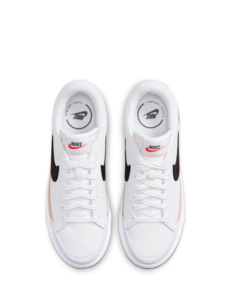 Nike White/Black Court Legacy Lift Platform Trainers - Image 4 of 9