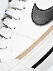Nike White/Black Court Legacy Lift Platform Trainers - Image 6 of 9