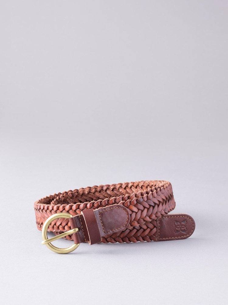 Lakeland Leather Brown Stone Waverton Woven Belt - Image 1 of 3