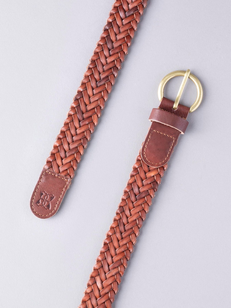 Lakeland Leather Brown Stone Waverton Woven Belt - Image 2 of 3