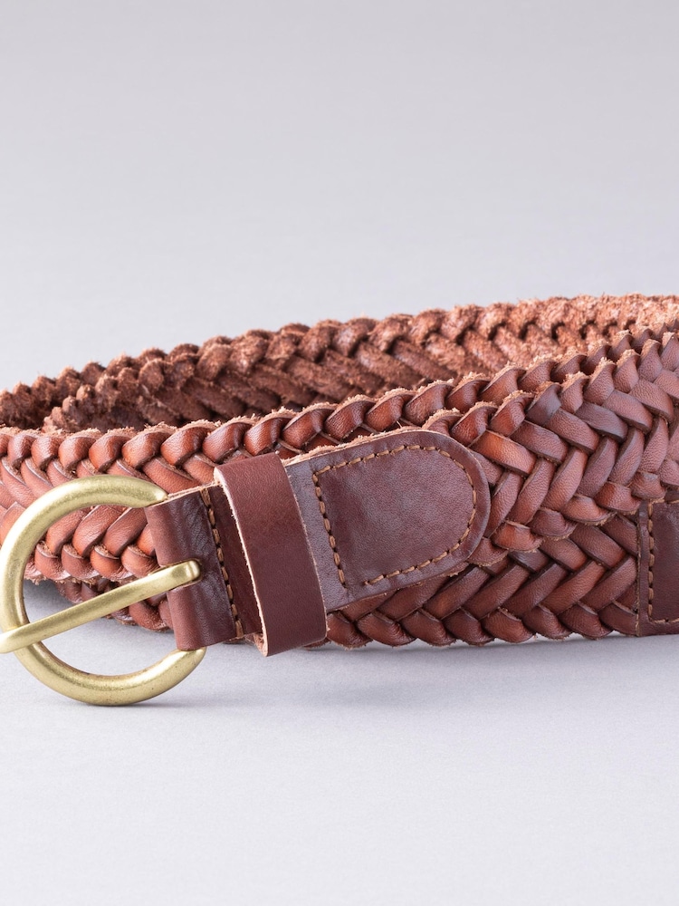 Lakeland Leather Brown Stone Waverton Woven Belt - Image 3 of 3