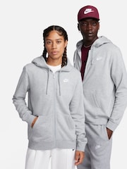 Темно-серый меланжевый - Худи на молнии Nike Club - Изображение 1 из 6
