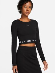 Nike Black Tape Crop Long Sleeve Top - Image 1 of 5