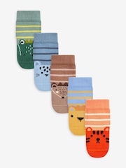 Multi Animal Baby Socks 5 Pack (0mths-2yrs) - Image 1 of 6