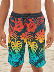 Blue Palm Dip Dye Board Swim Shorts (3-16yrs) - Image 1 of 5