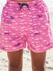Pink Geo Shark Swim Shorts (1.5-16yrs) - Image 1 of 5