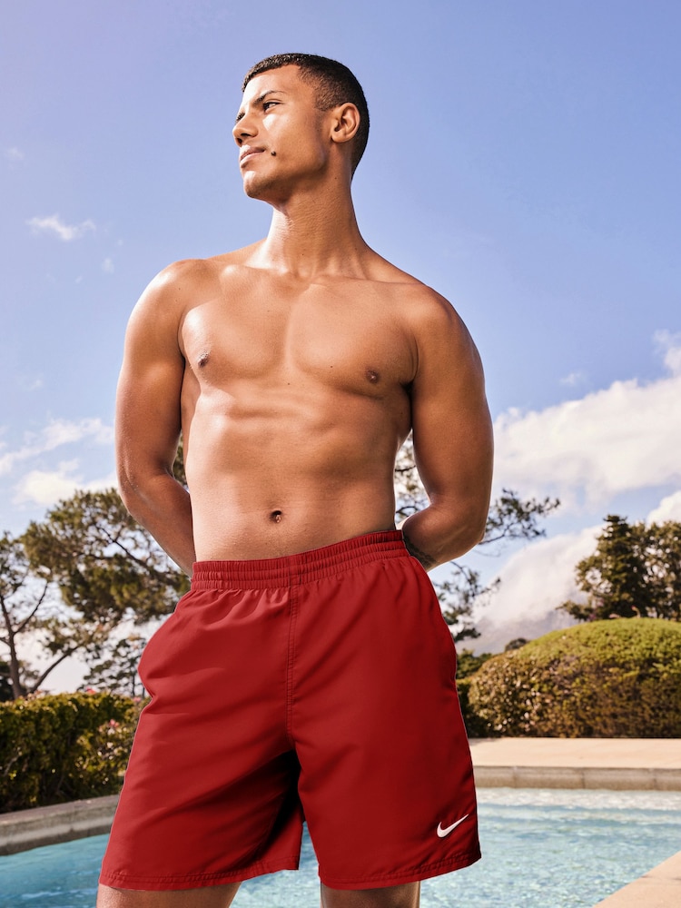 Nike Red 7 Inch Essential Volley Swim Shorts - Image 2 of 2