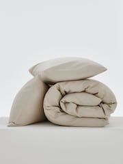 Natural Easy Care Polycotton Plain Duvet Cover and Pillowcase Set - Image 3 of 5