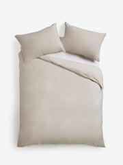 Natural Easy Care Polycotton Plain Duvet Cover and Pillowcase Set - Image 4 of 5