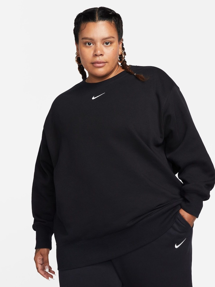 Nike Black Oversized Curve Crew Sweatshirt - Image 1 of 7