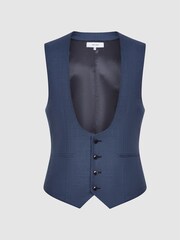 Reiss Indigo Millenium Hw Puppytooth Horseshoe Neck Slim Fit Waistcoat - Image 2 of 7
