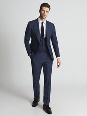 Reiss Indigo Millenium Hw Puppytooth Horseshoe Neck Slim Fit Waistcoat - Image 4 of 7