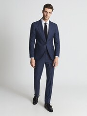 Reiss Indigo Millenium Hw Puppytooth Horseshoe Neck Slim Fit Waistcoat - Image 7 of 7