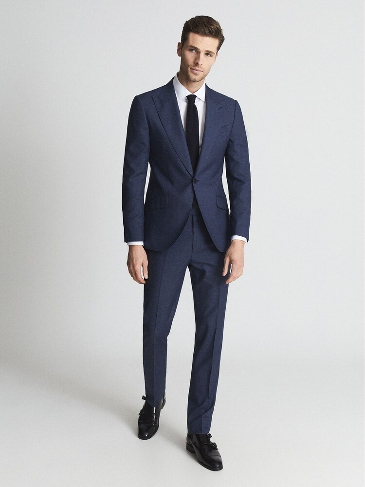 Reiss Indigo Millenium Hw Puppytooth Horseshoe Neck Slim Fit Waistcoat - Image 7 of 7