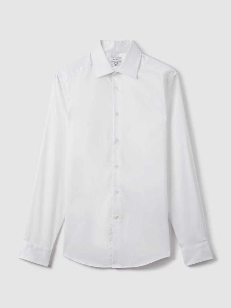 Reiss White Frontier Slim Fit Cotton Blend Shirt - Image 2 of 9