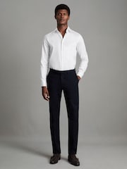 Reiss White Frontier Slim Fit Cotton Blend Shirt - Image 3 of 9