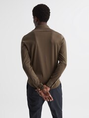 Reiss Mocha Baron Mercerised Jersey Shirt - Image 4 of 6