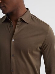 Reiss Mocha Baron Mercerised Jersey Shirt - Image 5 of 6