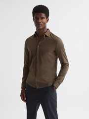 Reiss Mocha Baron Mercerised Jersey Shirt - Image 6 of 6