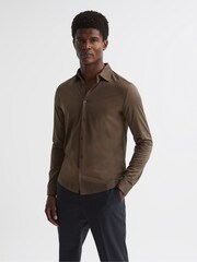 Reiss Mocha Baron Mercerised Jersey Shirt - Image 7 of 7