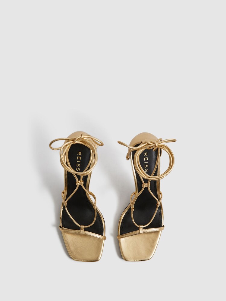 Reiss Kali High Leather Strappy Wrap Sandals - Image 4 of 8