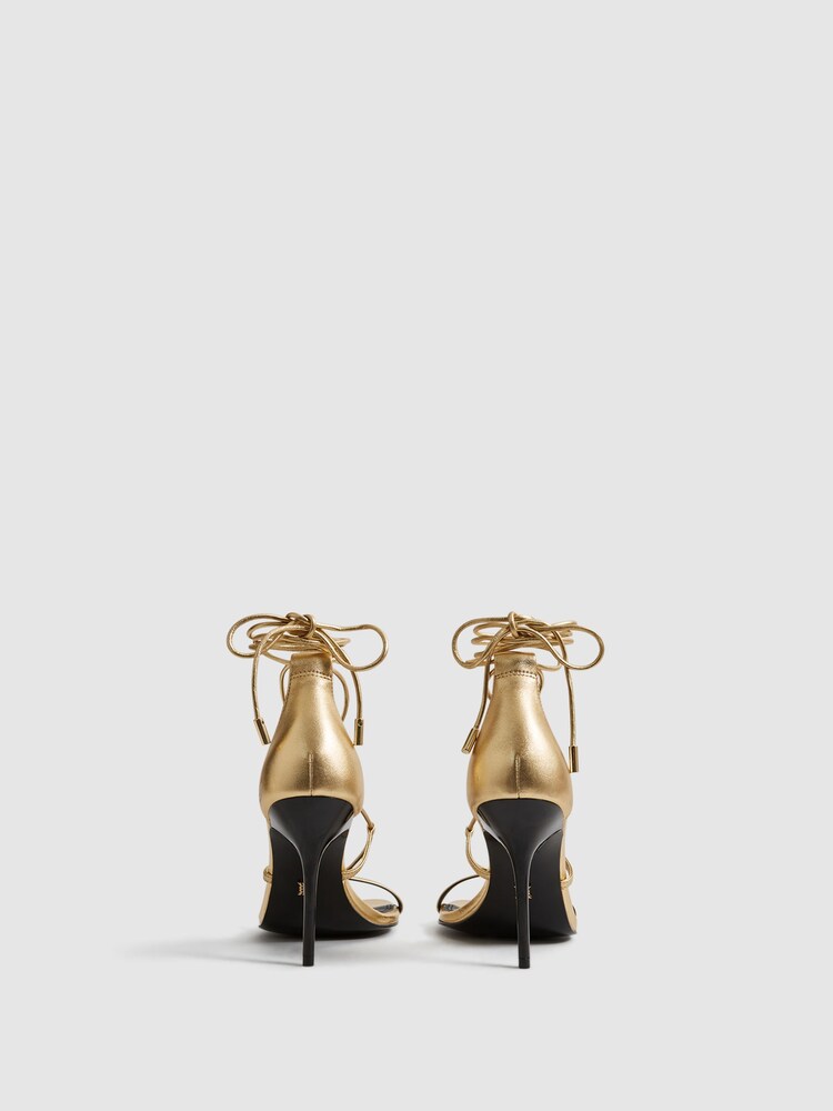 Reiss Kali High Leather Strappy Wrap Sandals - Image 6 of 8