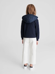 Reiss Navy Charley Junior Jersey Hooded Hybrid Jacket - Image 5 of 9