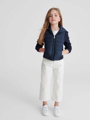 Reiss Navy Charley Junior Jersey Hooded Hybrid Jacket - Image 8 of 9