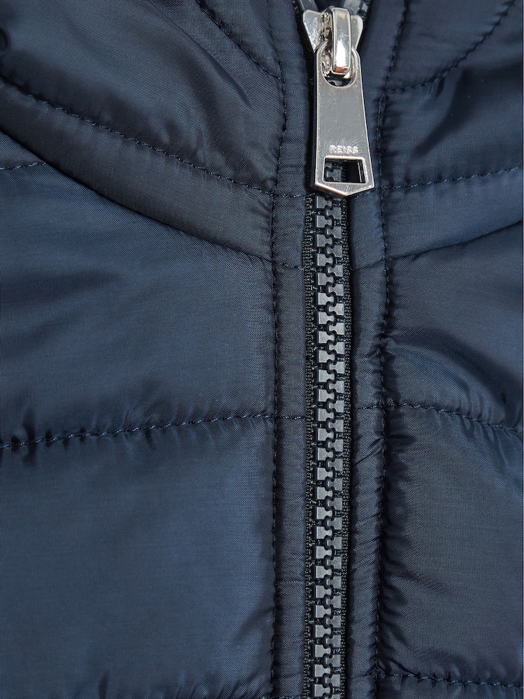 Reiss Navy Charley Junior Jersey Hooded Hybrid Jacket - Image 9 of 9