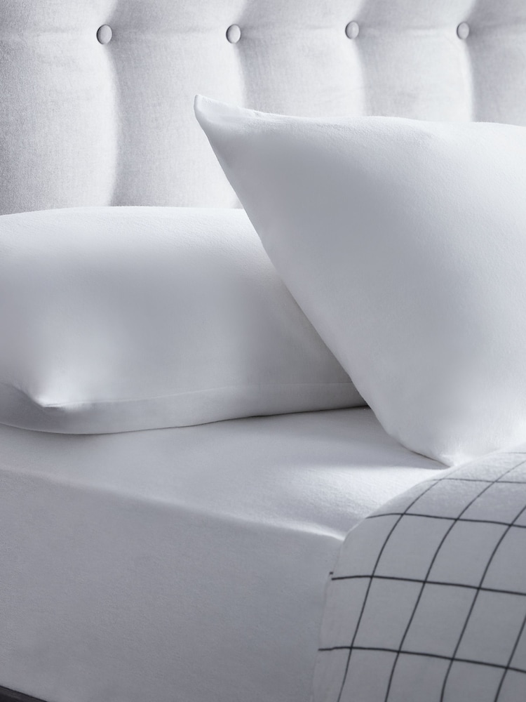 Silentnight White Brushed 100% Cotton Fitted Sheet - Image 1 of 5