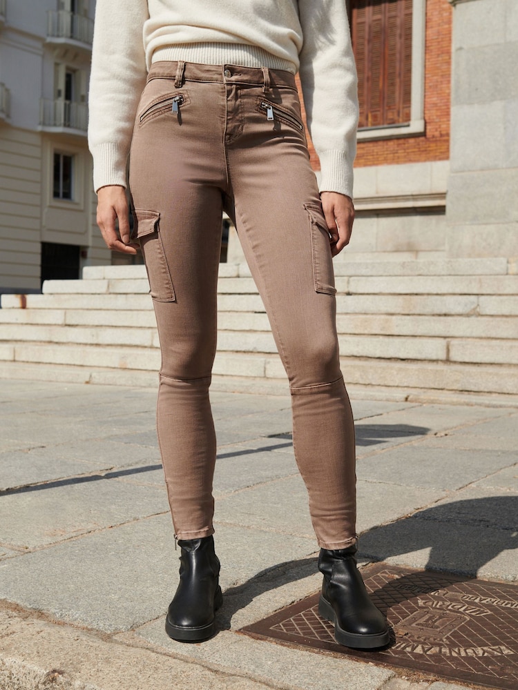 Mushroom Brown Cargo Skinny Jeans - Image 2 of 4 Mushroom Brown Cargo Skinny Jeans - Image 2 of 4