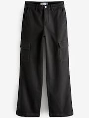 Black Wide Leg Cargo Jeans - Image 1 of 2