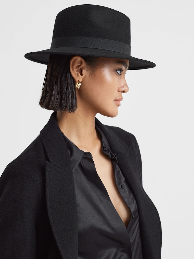 Reiss Black Ashbourne Wool Fedora Hat - Image 2 of 5