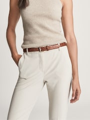 Reiss Caramel Molly Leather Croc Embossed Belt - Image 4 of 4