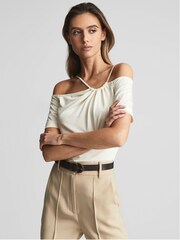 Reiss Chocolate Buckley Decorative Buckle Leather Belt - Image 1 of 7