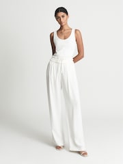 Reiss White Violet Scoop Neck Ribbed Jersey Vest Top - Image 1 of 6