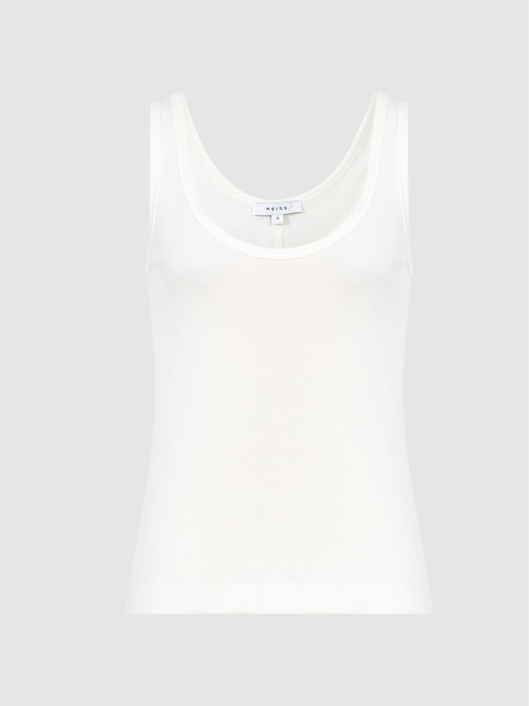 Reiss White Violet Scoop Neck Ribbed Jersey Vest Top - Image 2 of 6