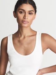 Reiss White Violet Scoop Neck Ribbed Jersey Vest Top - Image 3 of 6