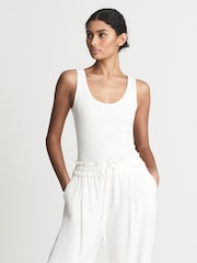 Reiss White Violet Scoop Neck Ribbed Jersey Vest Top - Image 6 of 6