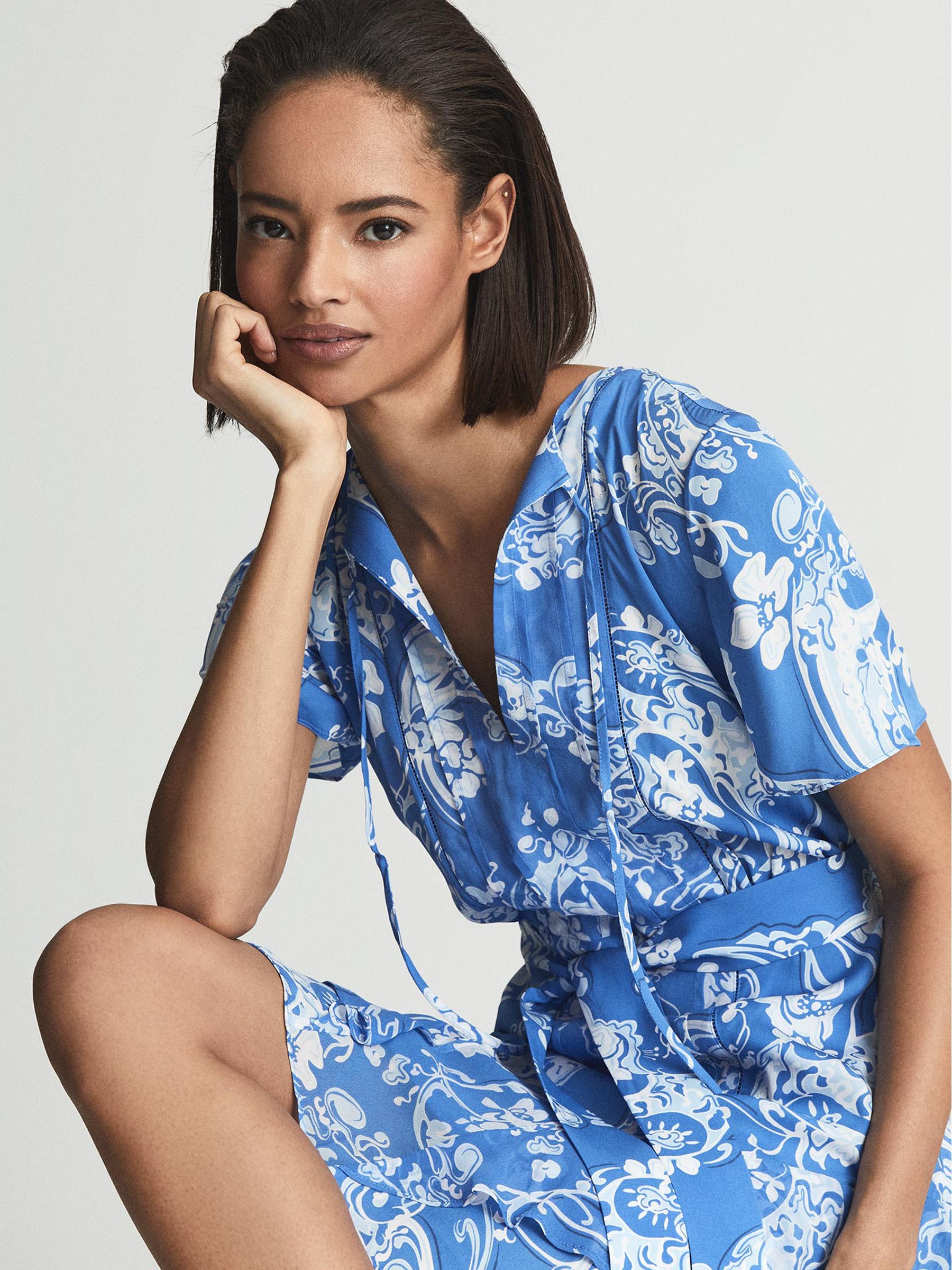 【海外限定】REISSドレス☆Karly Linen Short Sleeve Mini Dress REISS Karly Linen Short-Sleeve Mini Dress in Black | endource