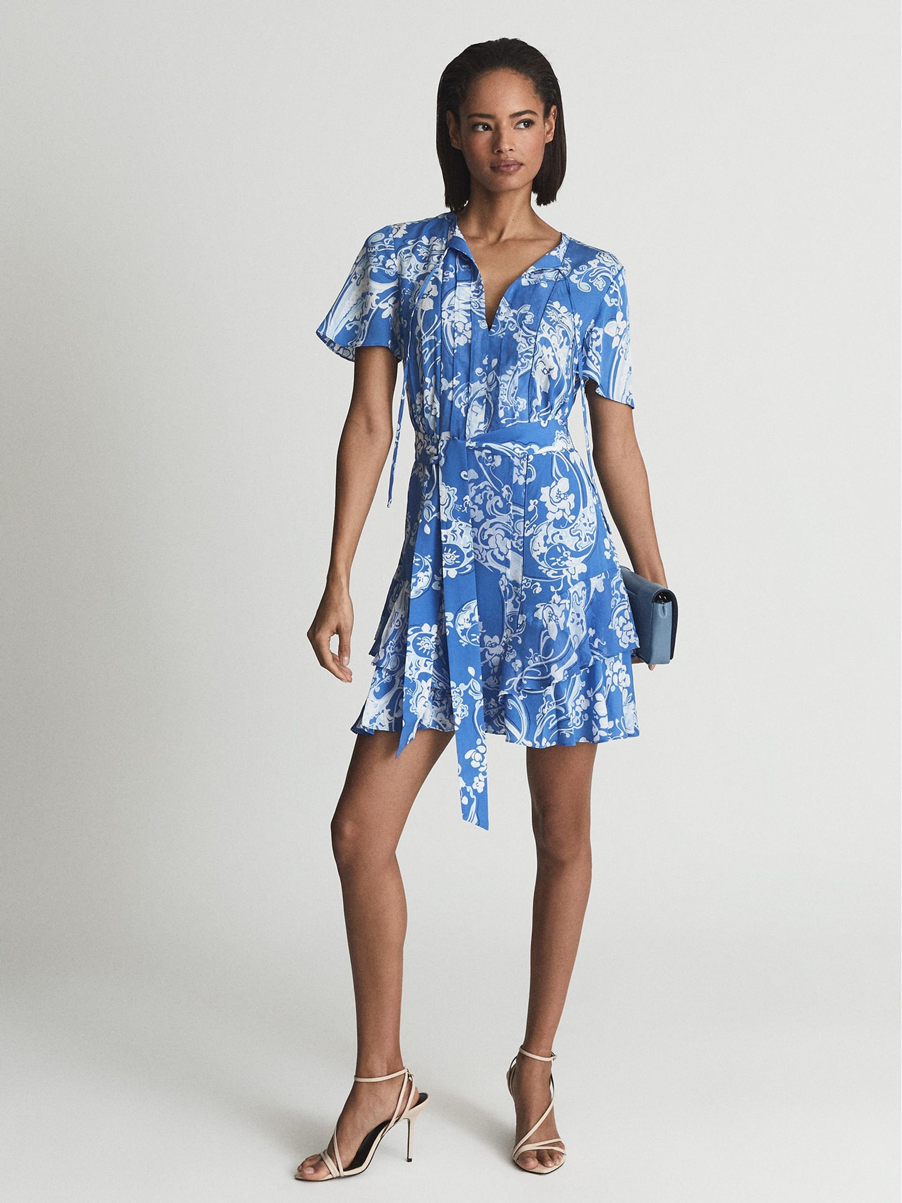 Buy Reiss Blue Carla Regular Paisley Flippy Mini Dress from Next Luxembourg