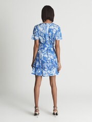 Reiss Blue Carla Regular Paisley Flippy Mini Dress - Image 5 of 5