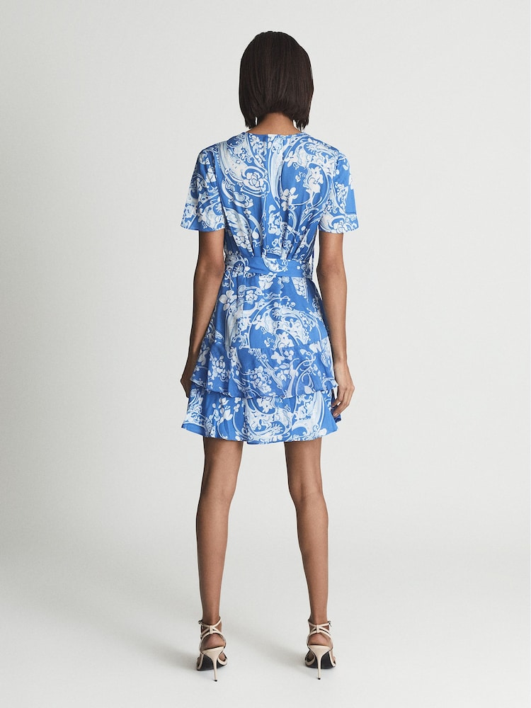 Reiss Blue Carla Regular Paisley Flippy Mini Dress - Image 5 of 5