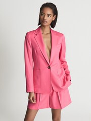 Reiss Pink Pembury Petite Single Breasted Blazer - Image 3 of 6